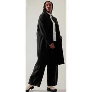 Athleta Spirit Wool Cashmere Open Long Cardigan Sweater Wrap Black Size 2X NWT